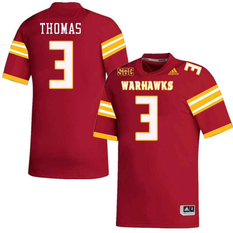 #3 Charles Thomas Louisiana-Monroe Warhawks College Football Jerseys Stitched-Red